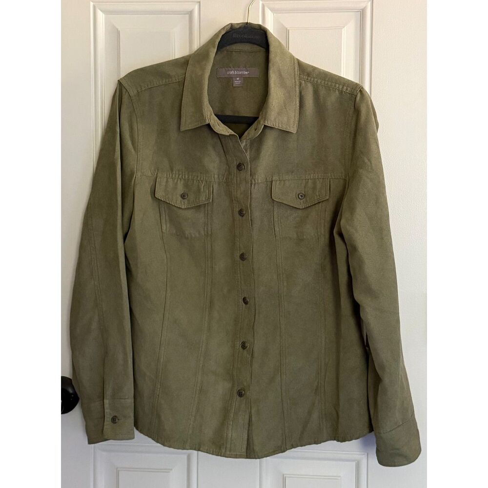 Green Suede Button Up Shirt/Jacket size M